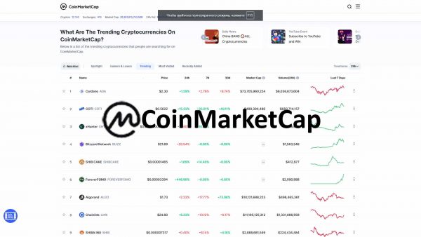 coinmarketcap trending page