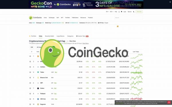 coingecko site page