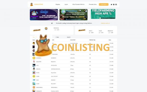 coinlisting site page