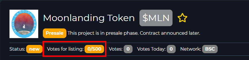 500 votes for listed
