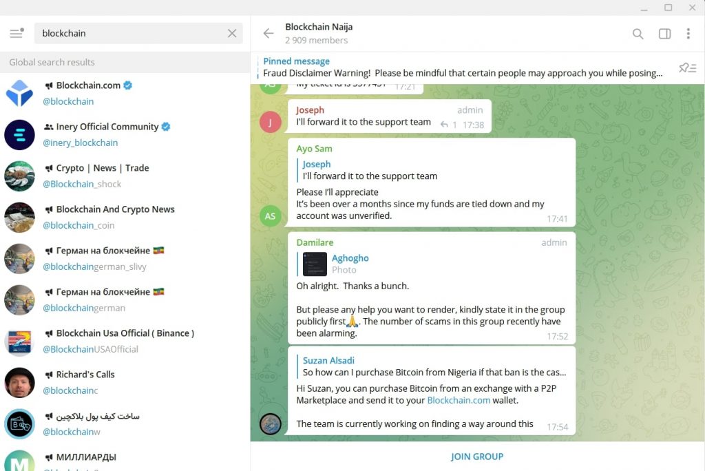 blockchain telegram group